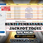 BUKTI PEMBAYARAN JACKPOT KUNCITOGEL TARUHAN TOGEL TOTOMACAU ( 28-07-2024 )