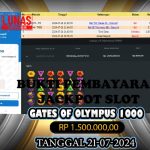 BUKTI JACKPOT KUNCITOGEL SLOT PRAGMATIC GATES OF OLYMPUS 1000 ( 21-07-2024 )