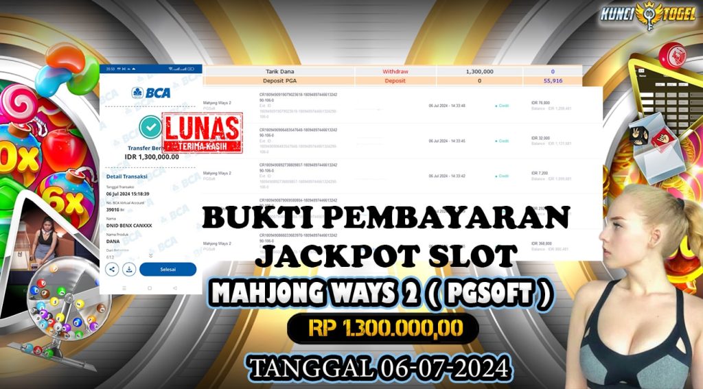 BUKTI JACKPOT KUNCITOGEL SLOT PGSOFT MAHJONG WAYS 2 ( 06-07-2024 )