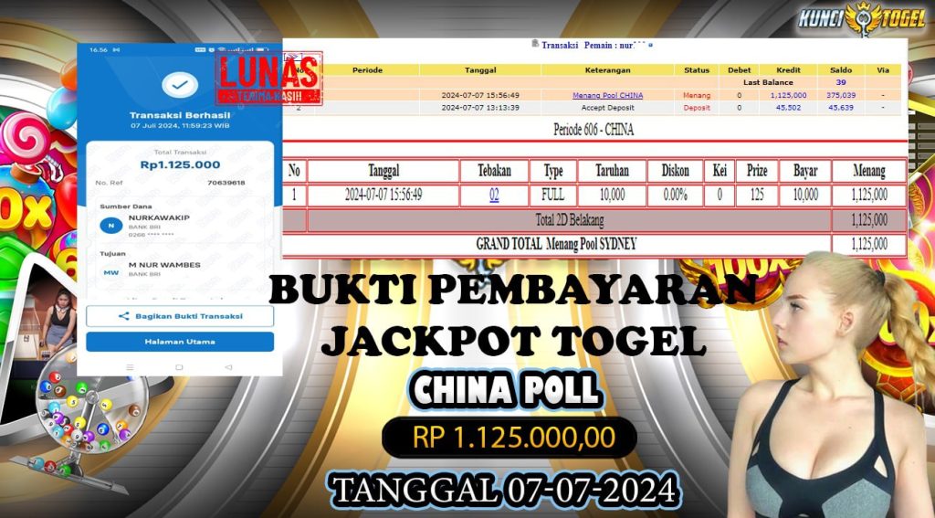 BUKTI JACKPOT KUNCITOGEL PASARAN TOGEL CHINA ( 07-07-2024 )